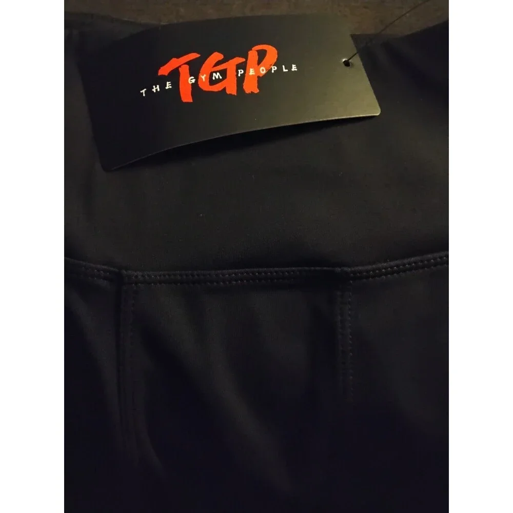 The Gym People Thick High Waist Black Yoga Pants with Pockets New Small